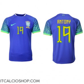 Brasile Antony #19 Seconda Maglia Mondiali 2022 Manica Corta